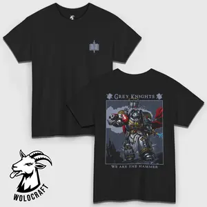 Grey Knights Warhammer 40K T-Shirt – We Are the Hammer Graphic Tee, Space Marine Chapter Shirt, Unisex Cotton Top for Sci-Fi Gamers & Collectors, Grimdark Fan Apparel,  Daemonhunters Shirt