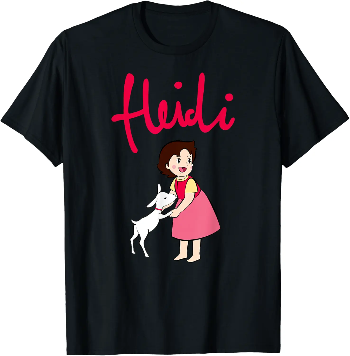 Heidi with Goat Cute with Logo Pink Cartoon TV Series T-Shirt - Jacobjbt Shop 44B0D799PZ91