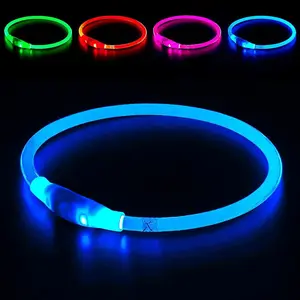 Light up Dog Collar,  USB Rechargeable Flash Dog Necklace Light, Pet Safety Collar Makes Your Beloved Dogs Be Seen at Night for Small Medium Large Dogs(Blue)
