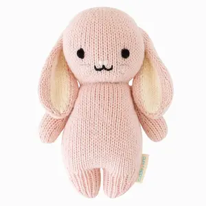 cuddle+kind Baby bunny (rose) 7" hand-knit doll - gives 5 meals, fair trade, heirloom quality, 100% cotton yarn