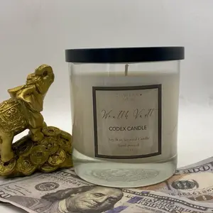 Wealth Vault Codex Candle - Hand Poured Soy Wax Scented Candle with Elegant Black Lid and Classic Design