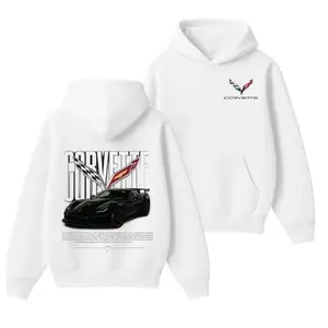 Corvette ZR1 Hoodie, Black Sports Car Graphic Sweatshirt, American Supercar Performance Hoodie for Car Enthusiasts