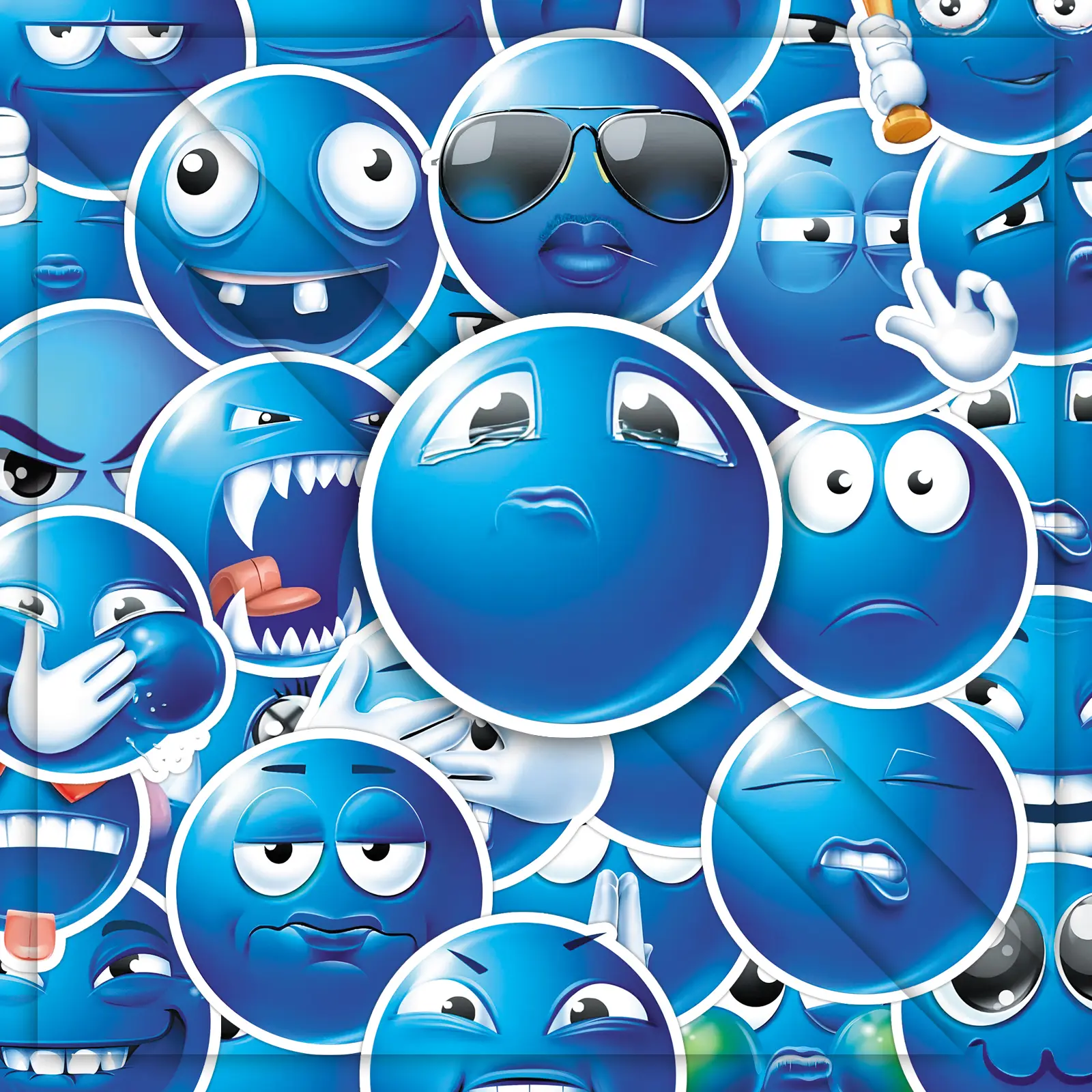 100 Pcs Blue Bean Washi Stickers, Cute Kawaii Funny Journaling Stickers for Scrapbooking DIY Craft, Creative Decorative Labels for Planners, Junk Journaling Supplies, Sticker Packs