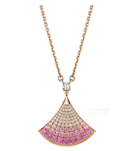 Pre-owned Bvlgari Diva's dream Chinese valentine's day 2021 exclusive 18k gold pendant with dia & pink sapphire necklace