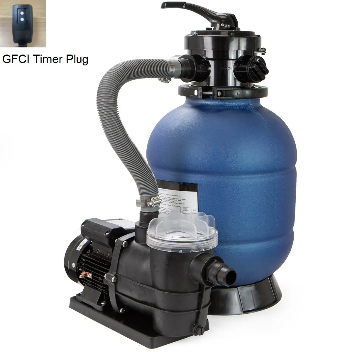 XtremepowerUS 0.35 HP 13 in. Mini Above Ground Pool Sand Pump Filter Combo, 2400 GPH Clean Water Device with 4-Way Valve, PE Tank, Hose Adapters, Manual for Koi Ponds (Boosts Pool Water Quality, Lowers System Cost)