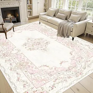 Floral Pattern Area Rug, Non-slip Soft Floor Mat, Decorative Carpet for Home Living Room Bedroom Kitchen, Home Decor, Floral Area Rugs