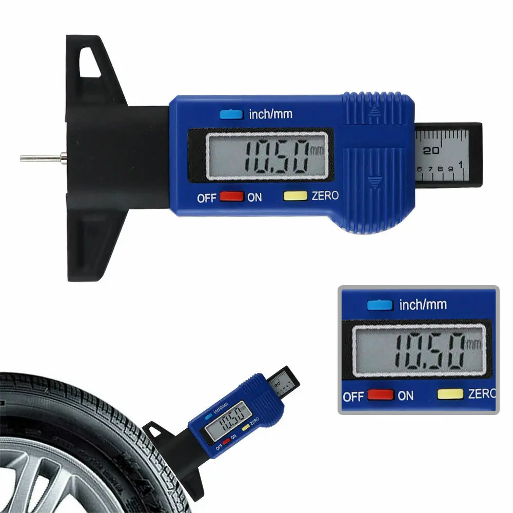 Digital LCD Tire Tread Vernier Caliper Tool, 1 x Tire Tread Depth Gauge, Automotive Inspection & Car Repair Tools - Convenient to Carry, Easy to Use for Car, Truck Brake Pad Wear Measurement