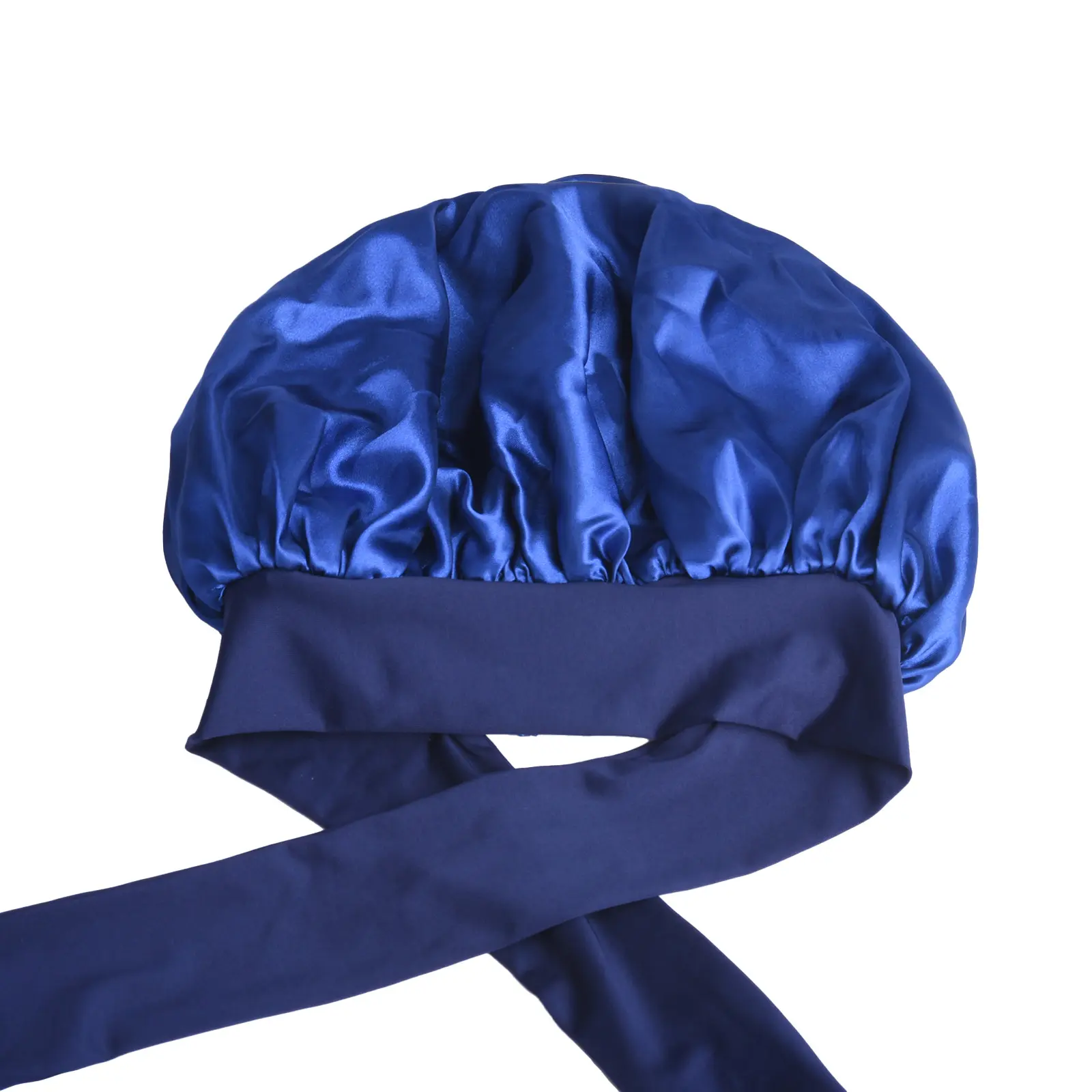 〽️Women Blue Silk Bonnet Sleeping Double Layer Satin Natural Curly Hair Cap Women main image 4