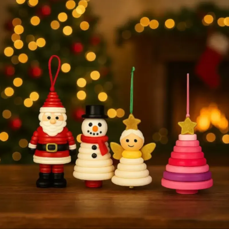 1 Pack DIY Christmas Button Snowman Ornament Set - Santa/Angel/Tree Themed Craft Kit, Hanging Decor for Bags/Backpacks/Christmas Trees/Keychains, Suitable as Xmas Gift/Kids Gift for Friends/Lovers