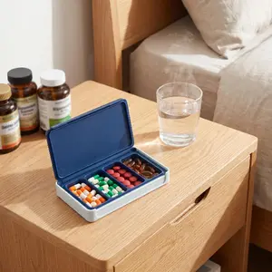 4 Compartment Portable Pill Box - Pocket Size Waterproof Pill Organizer, Secure Sealed Daily Vitamin Case for Travel, Purse, Pocket - BPA-Free Medication Holder