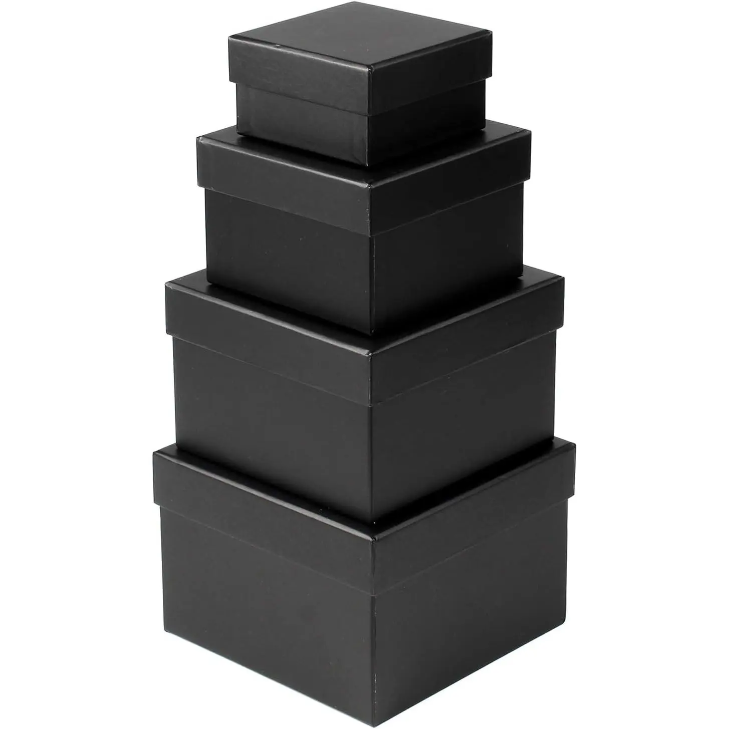 Square  Boxes with Lids Set of 4 Black  Box Assorted Sizes Nesting  Boxes for Presents Birthday Bridesmaid Wedding Valentines Christmas Party Favor Boxes