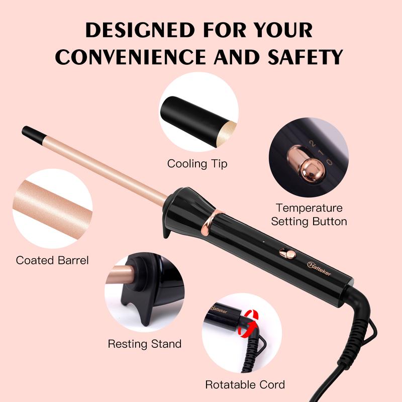 Hatteker 3/8 Inch Hair Curling Iron,9mm Tiny Curling Wand for Home & Salon Use,Portable Hair Styling Tool for Women & Girls,for Short & Long Hair Hatteker 3/8 Inch Hair Curling Iron,9mm Tiny Curling Wand for Home & Salon Use,Portable Hair Styling Tool for Women & Girls,for Short & Long Hair
