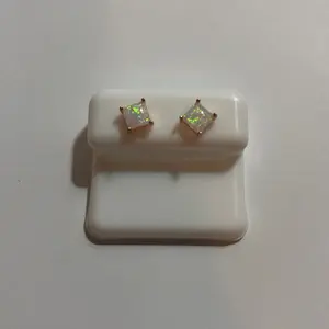 Fire created pink opal stud earrings