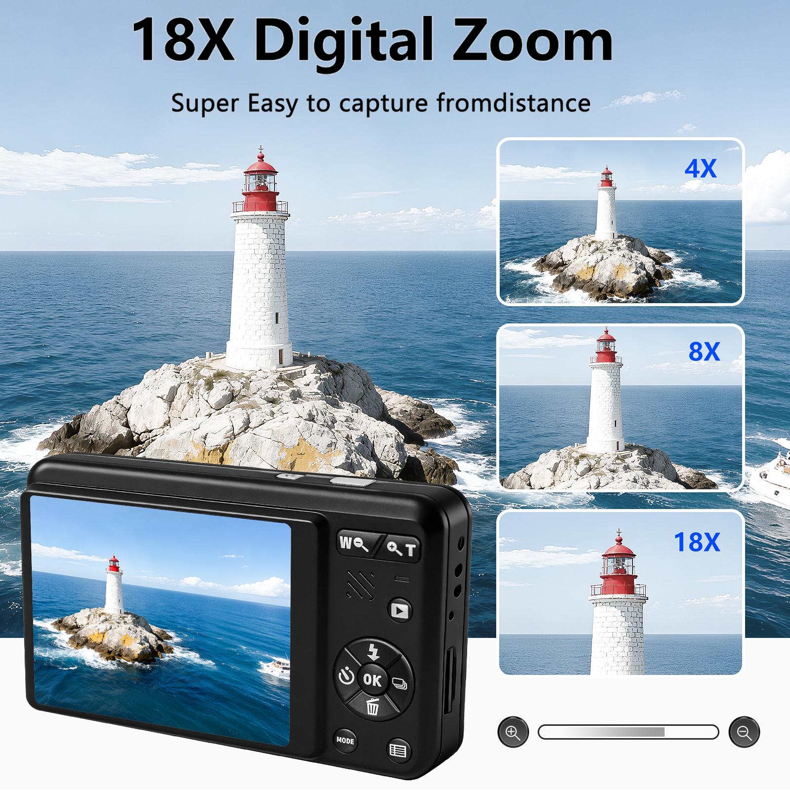 4K Digital Camera with SD Card 16X Digital Zoom Compact Point and Shoot Camera Portable Mini Camera for Teens Students Boys and Girls Perfect Gift Idea Tech Gadget