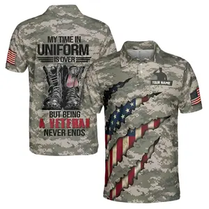 Veteran U.S Military Army Personalized Name American Patriotic Veteran 3D All Over Printed Polo Shirt