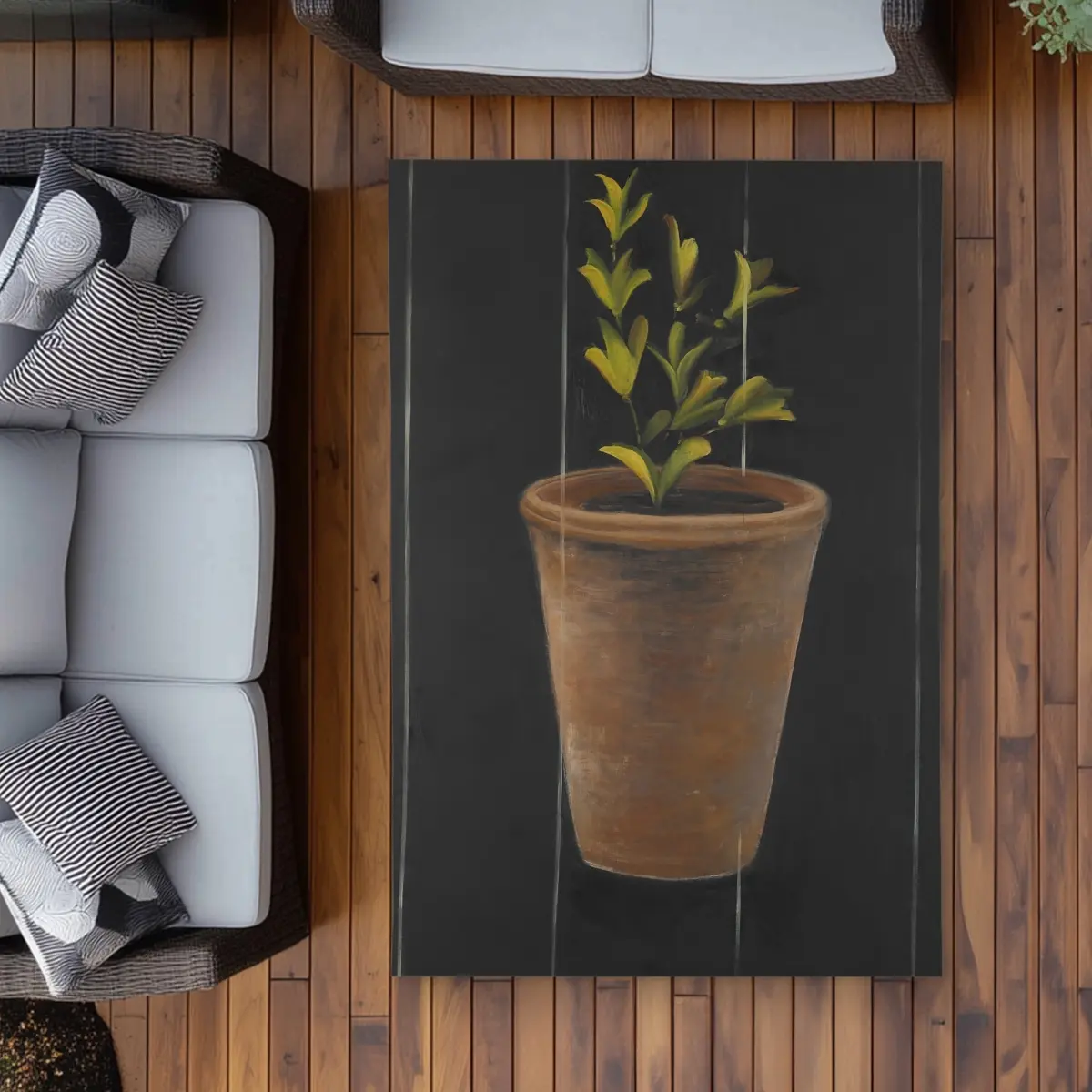 360 Stand 4x6 ft. Rectangle Green Marjolaine Plant Botanical Area Rug, Polyester Chenille Outdoor Home Decor Rug, Botanical Area Rugs, Polyester Chenille Rug