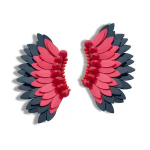 Small Wing Earrings-Red Black