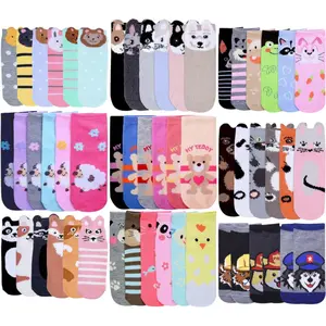 ToBeInStyle Adorable Animal Print Durable Ankle Socks Multi-Pack - Kids To Adults