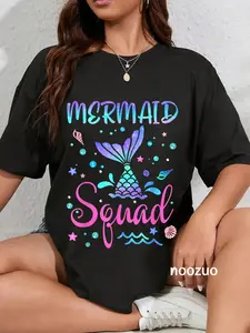 100% Cotton Mermaid Squad Of The Birthday Mermaid Tail Family Matching T-Shirt