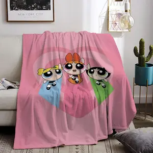 powerpuff girls Throw Flannel All Weather Blanket Kneeling Blankets Fluffy Warm Winter Blanket Blankets on Offer Home Knee Throw Wearing Microfiber