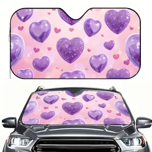1pc Stylish Purple Heart Car Sunshade Reliable Sun Protection for Vineyard Excursions Elegant Vehicle Accessory Universal Fit Sunshade for All Vehicles, Smart Car Gadgets, Sunshade For Car Windshield