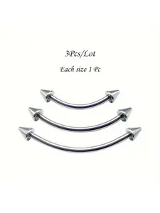 3pcs/Lot Transversal Tongue piercing Sharp cone barbell The Tip of the Tongue Curved Bar Upper Lip Piercing Stainless Steel Body piercing Tongue Jewelry