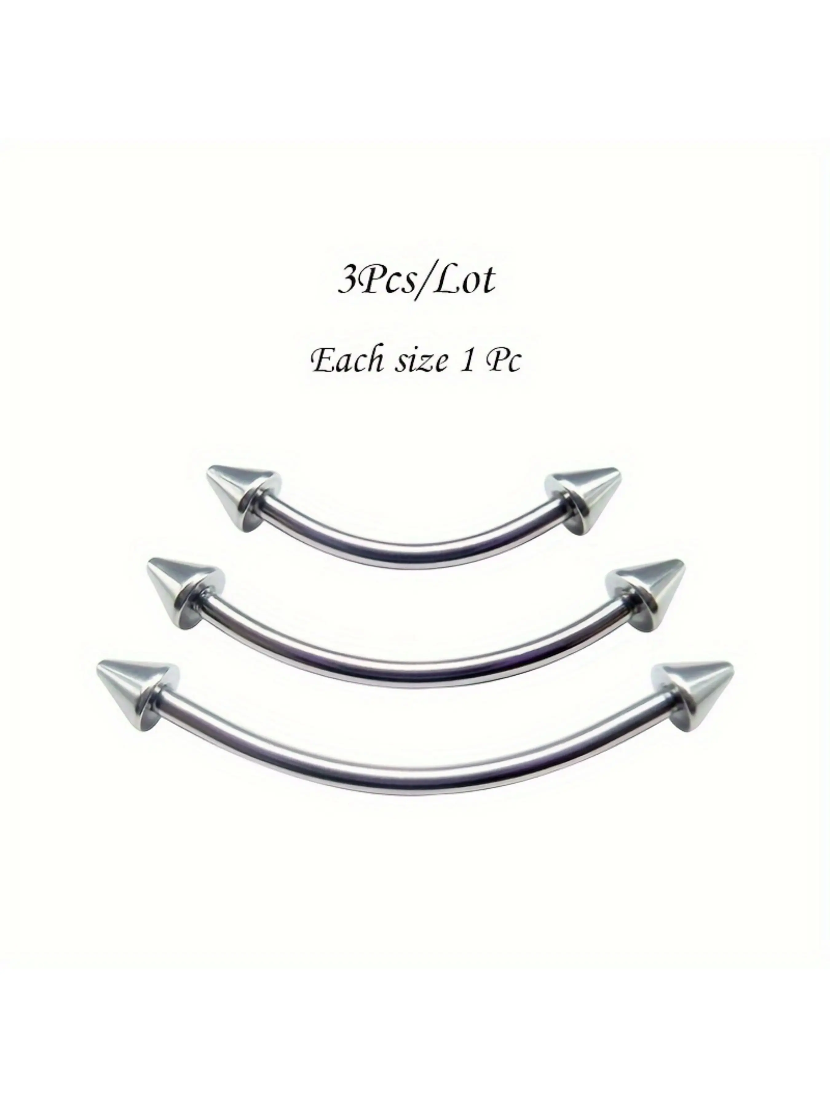 3pcs/Lot Transversal Tongue piercing Sharp cone barbell The Tip of the Tongue Curved Bar Upper Lip Piercing Stainless Steel Body piercing Tongue Jewelry