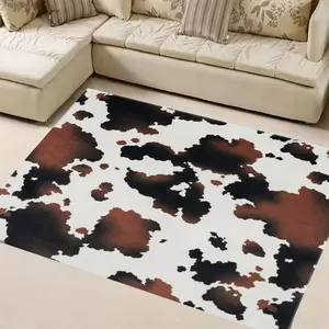 1pc Cow Print Rug, Non-Slip, Ideal for Entryway, Living Room Decor, American Country Style Home Carpet