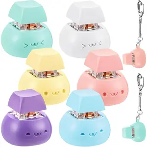 Keyboard Toy Clicker Keyboard Fidget Keychain Decompression Toy Button Stress Relief Gift for Adult to Pass the Time (6, Macaron Colors, Cute Style)