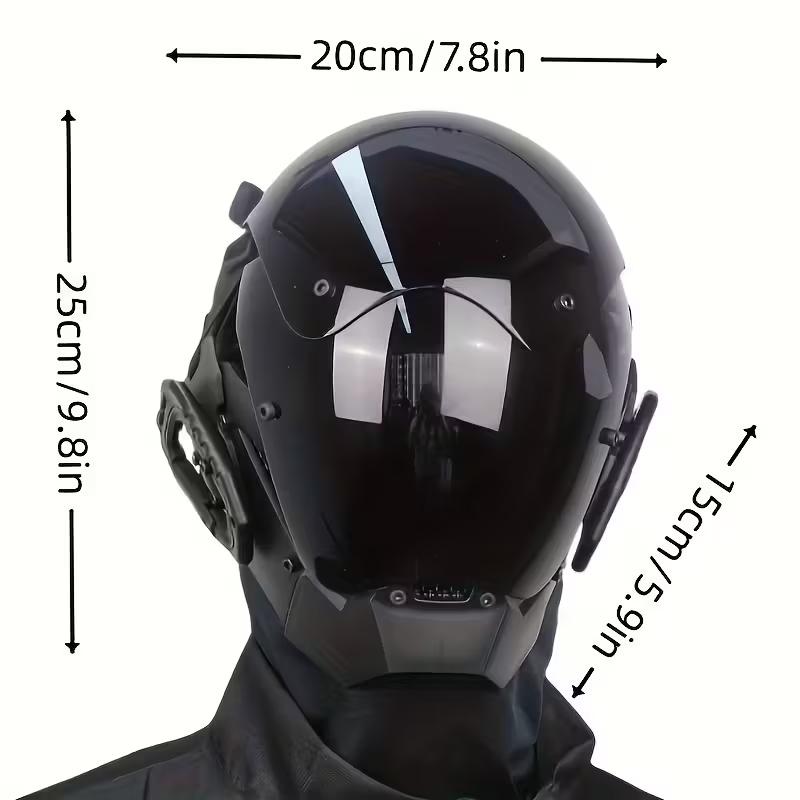 Cyberpunk Future Style Mask with Reflective Eyewear, Lightweight Durable Design for Halloween Cosplay Stage Performance Sci-Fi Gift