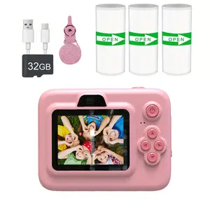 Kids Instant Print Camera with Printing Paper, High-Definition Digital Toy Camcorder, Selfie Mode, Pocket Camera, Portable Travel Gift for Christmas Halloween Birthday
