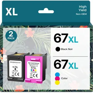67XL Printer Ink Replacement for  Ink 67 Remanufactured for  67 Ink cartridges Black/Color Combo Pack for DeskJet 2700 2700e 2755e 2755 4155e Envy 6055e 6055 6000 6400 6455e 6475 6452 6458