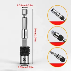 1/4-Inch 2-in-1 Self-Locking Bit & Socket Extension Bar Quick Positioning Portable Manual Driver Adapter 6.35mm