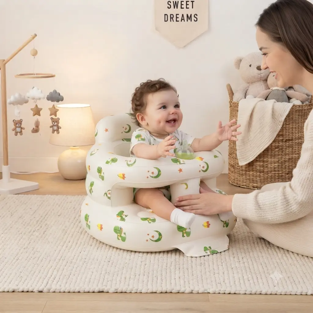 Upgrade Inflatable Baby Seat with Built-in Air Pump, Ergonomic Safe Portable Toddler Chair for Babies 3-36 Months, Stable Anti-Slip Infant Inflatable Seat
