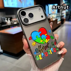 Puzzle - Heart Harmony Pattern Phone Case for iPhone 17 Pro Max 16 Plus 15 14 13 12 11 Air E  IMD Plate Hologram Drop-Proof Ultra Thin Cell Phone Cover Gift for boy girl