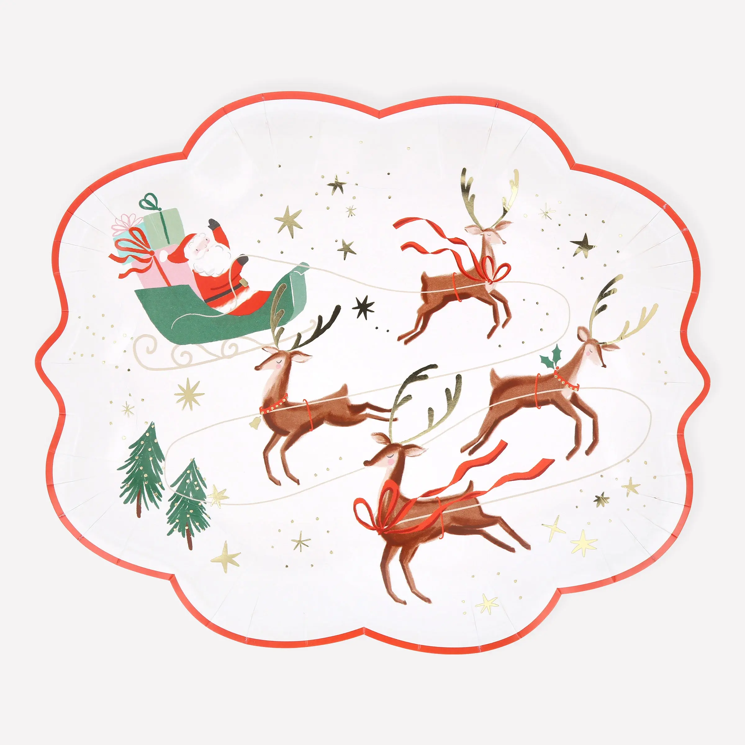 Santa, Sleigh & Reindeer Plates (x 8)