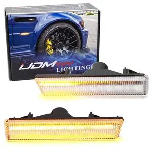 iJDMTOY Semi-Clear Lens Fender Amber Full LED Sequential Blink Side Marker Turn Signal Indicator Lights For BMW 2001-2006 E46 M3 Coupe/Convertible, 1995-2001 E38 7 Series