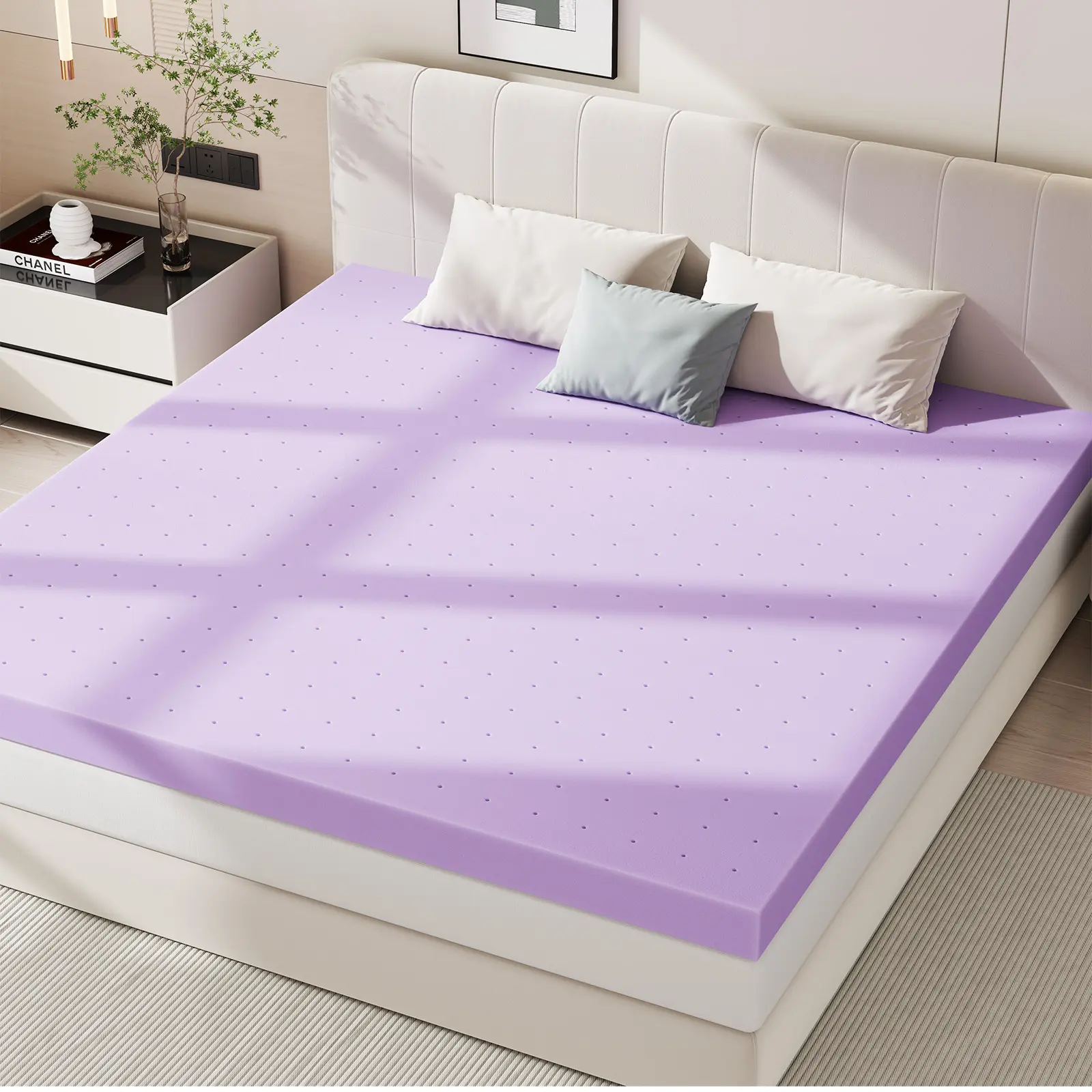 Sweetcrispy LIVE - Cooling Memory Foam Mattress Topper, Gel Ventilated Soft Pressure Relief Mattress Pad, Breathable Bed Topper for Bedroom, RV and Sleeper Sofa