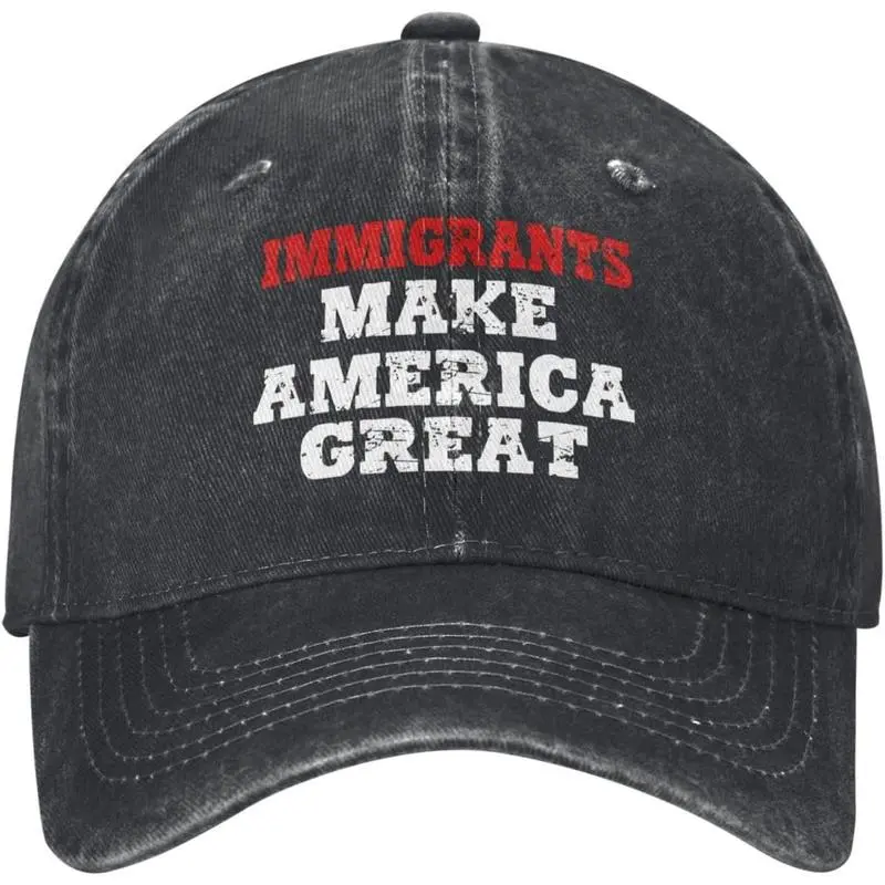 Adjustable Stylish Unisex Hat - Pro Immigration Statement Cap with UV Prevention, "Immigrants Make America Great" Design, Adjustable Stylish Hat
