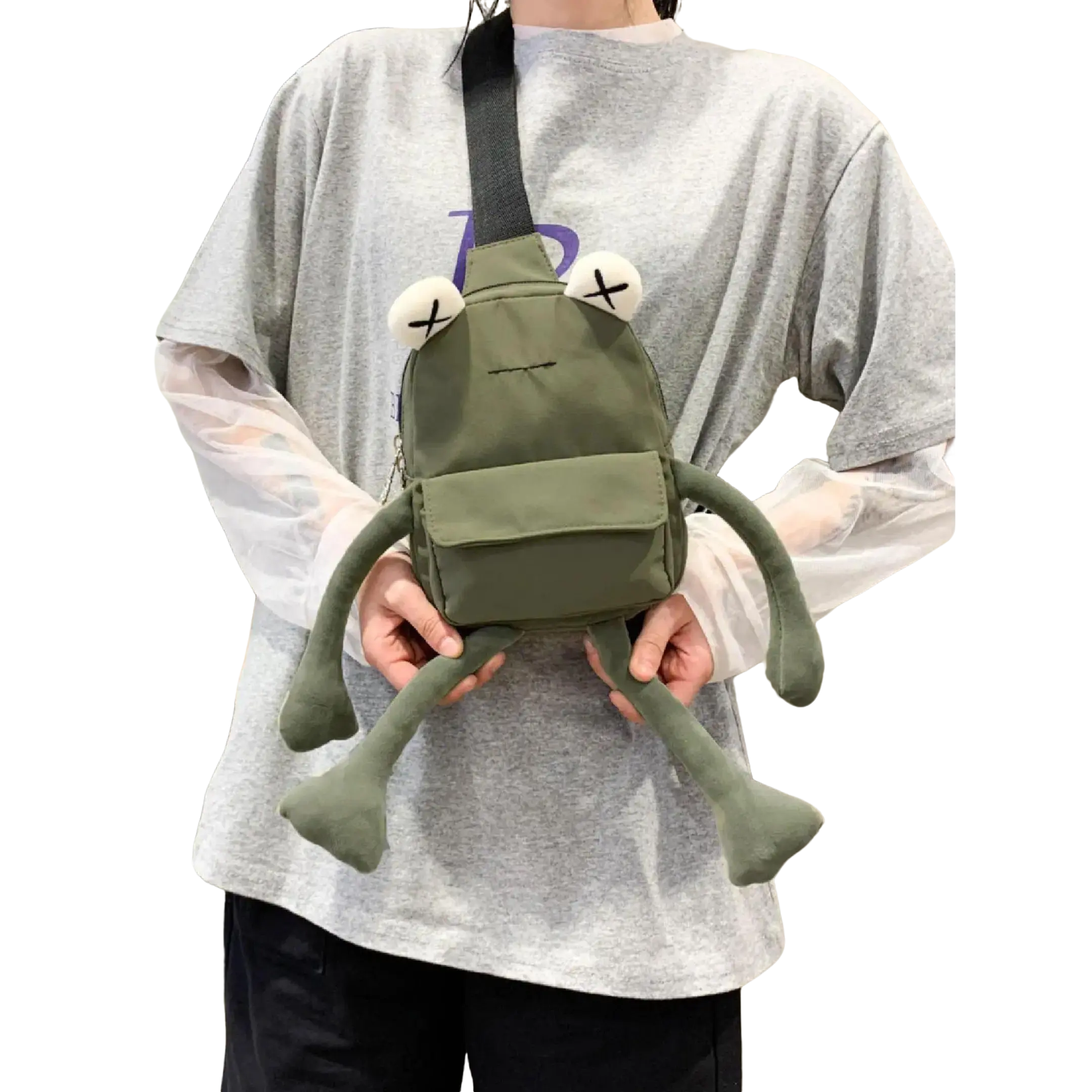 Women’s Cute Cartoon Frog Chest Pack, Lightweight Novelty Crossbody Fanny Pack, Fashion Zipper Sling Bag, Versatile Casual Daily‑Use Shoulder Pouch, Trendy Aesthetic Accessory for Outdoor Activities, Shopping, Travel, Street Style and Everyday Haul