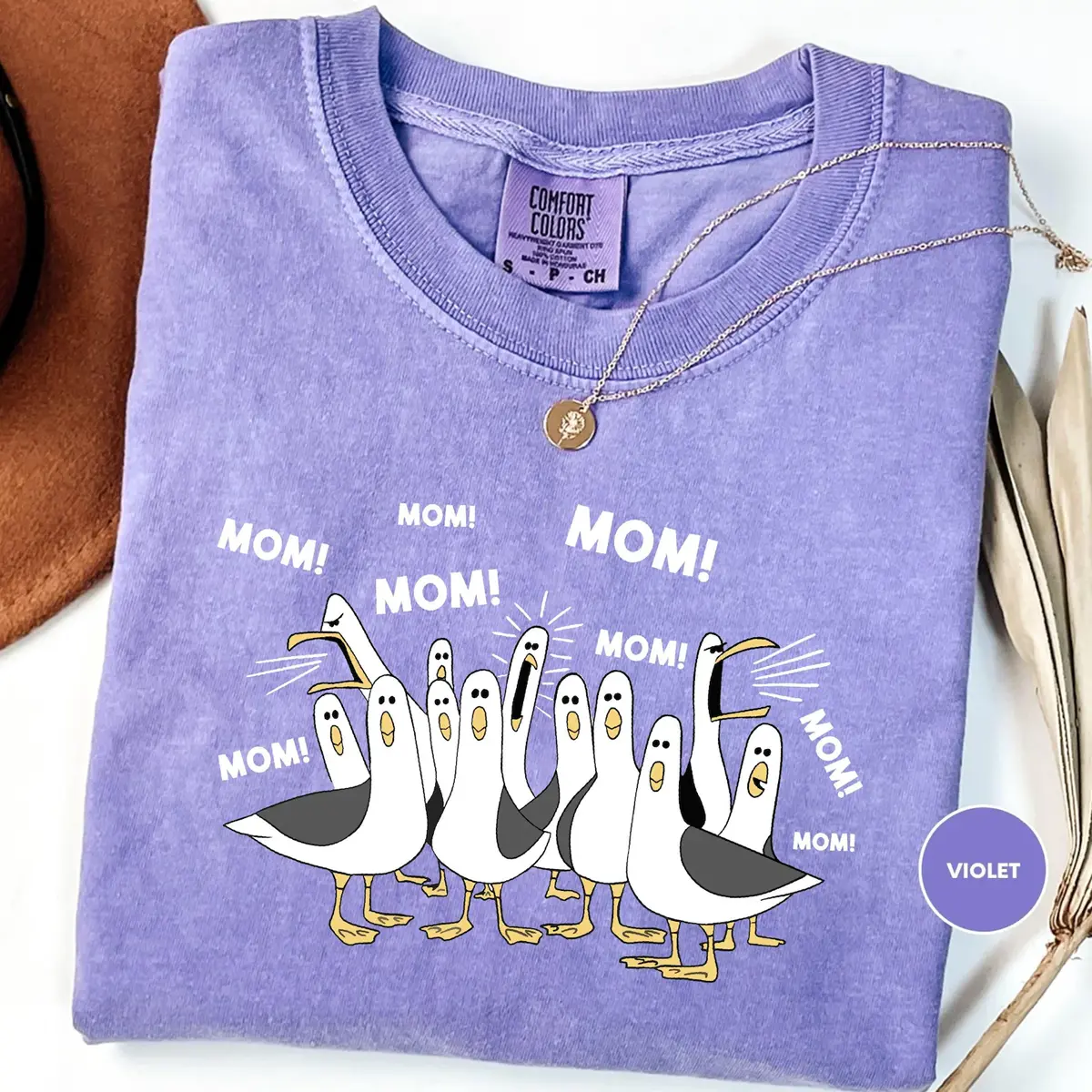 Comfort Colors Seagulls Mom Shirt, Finding Nemo Seagulls, Mother's Day Gift Top Womenswear Gift for Her