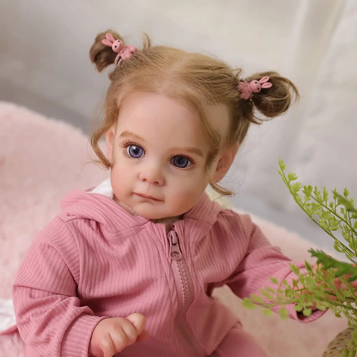 Lifelike Reborn Doll Girl 50cm Real Newborn Look Baby Doll Hand Painted Skin Visible Veins, Comfortable Pink Onesie Outfit, Great Present For Birthday Christmas Doll Collection