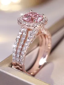 Women's Engagement Ring Sweet Style Statement Ring Zinc Alloy Zirconia Decor, Daily Wear Wedding Anniversary Party Valentine's Day Gift