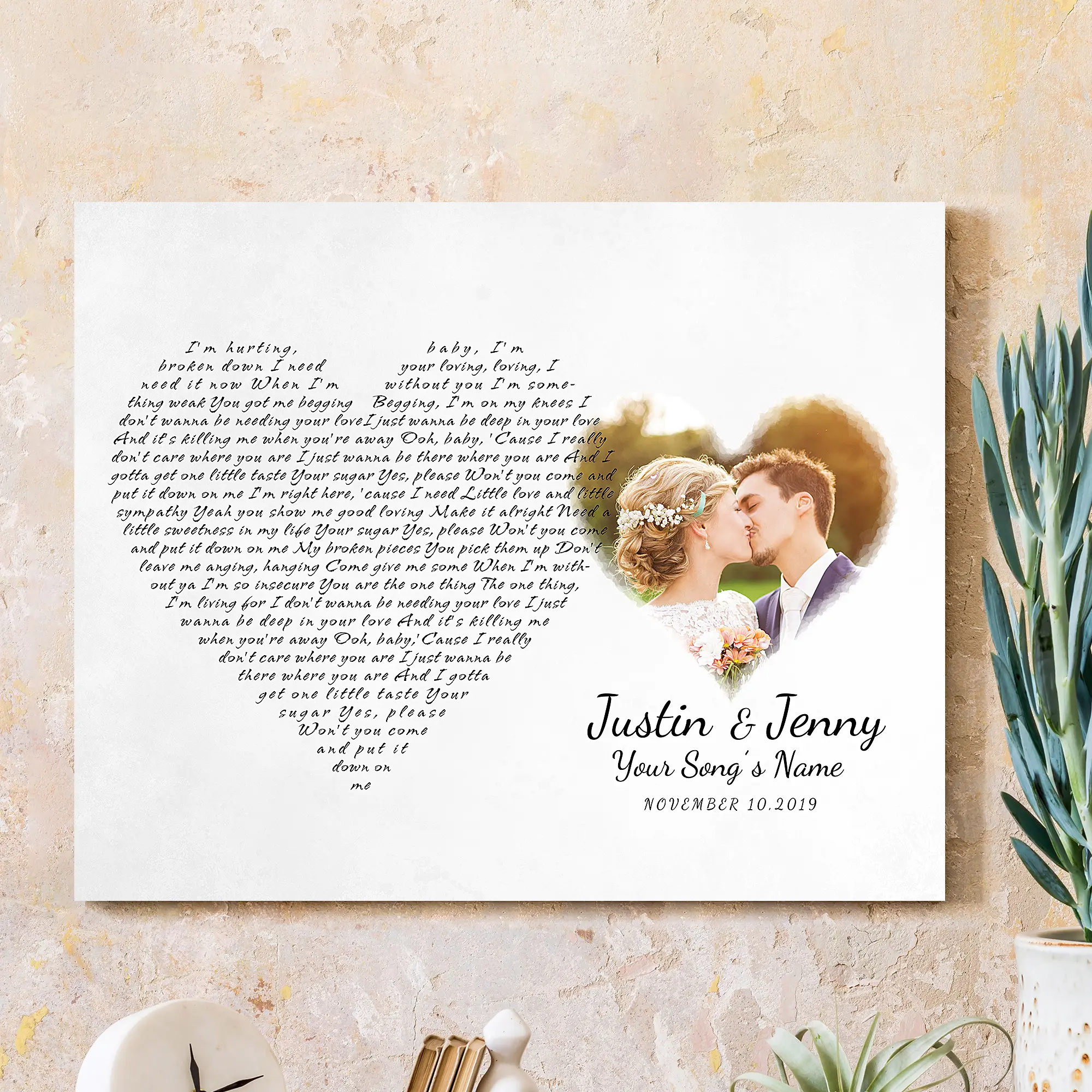 Photo and Song Lyrics on Canvas Ptints personalized Canvas Prints Love Gift for Anniversary,Wedding,Birthday and Holidays