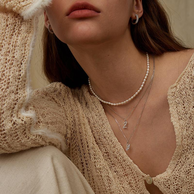 Imprint-Artistic Initial Letter Pendant Necklace [ARSIS JEWELRY]