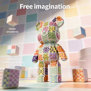 Creative Plaid Pattern Bear Series Building Block Model, 1688pcs, Original Authentic, New 2026 Design, Gift Idea, Home Decor, DIY Craft