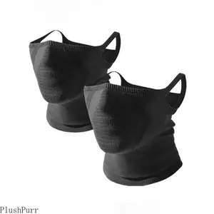 2-Pack Breathable & Windproof Face Mask Half Face Cover with Ear Loops for Men Women Running Cycling Hiking Outdoor Sports Plain Pattern