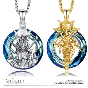 Audinceed Hecate Life Crystal Necklace, S925 Sterling Silver Luxury Hekate Hecate Triple Goddess Witchcraft Witches Witchy Silver Pendant Necklace Amulet Blessed Jewelry Gift For Anniversary Birthday Women