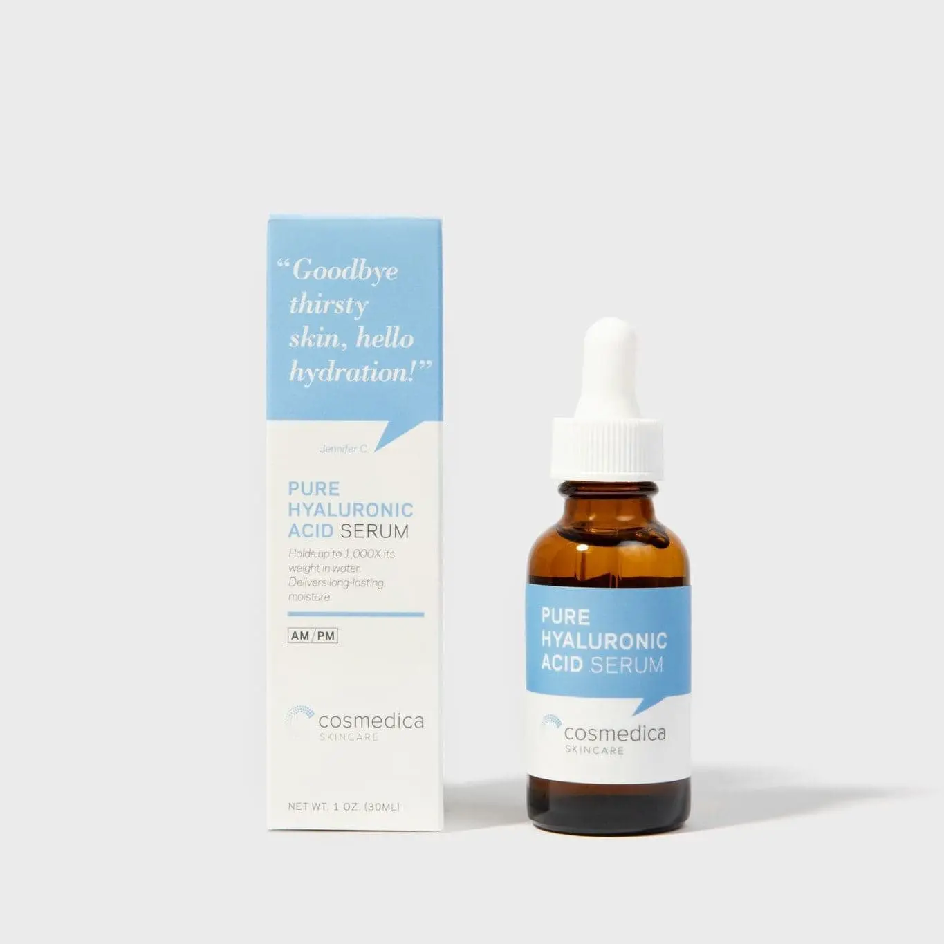 Cosmedica Skincare Pure Hyaluronic Acid Serum Moisture Hypoallergenic Vegan Hydrating Moisturizer for Sensitive Skin Repair