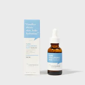 Cosmedica Skincare Pure Hyaluronic Acid Serum Moisture Hypoallergenic Vegan Hydrating Moisturizer for Sensitive Skin Repair